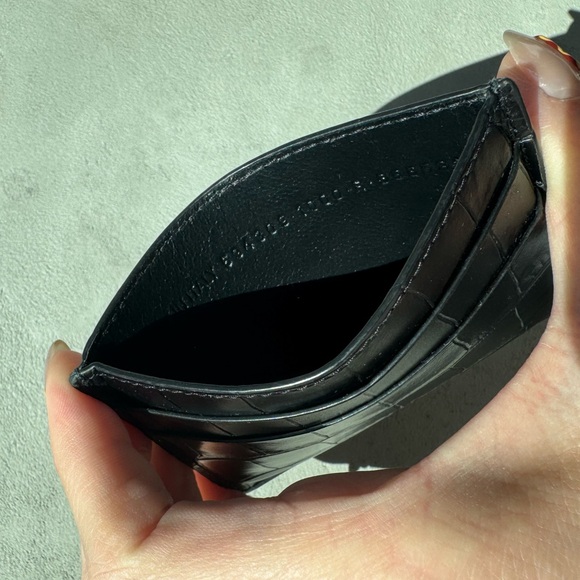 Balenciaga Logo Croc Embossed Leather Card Case Black
